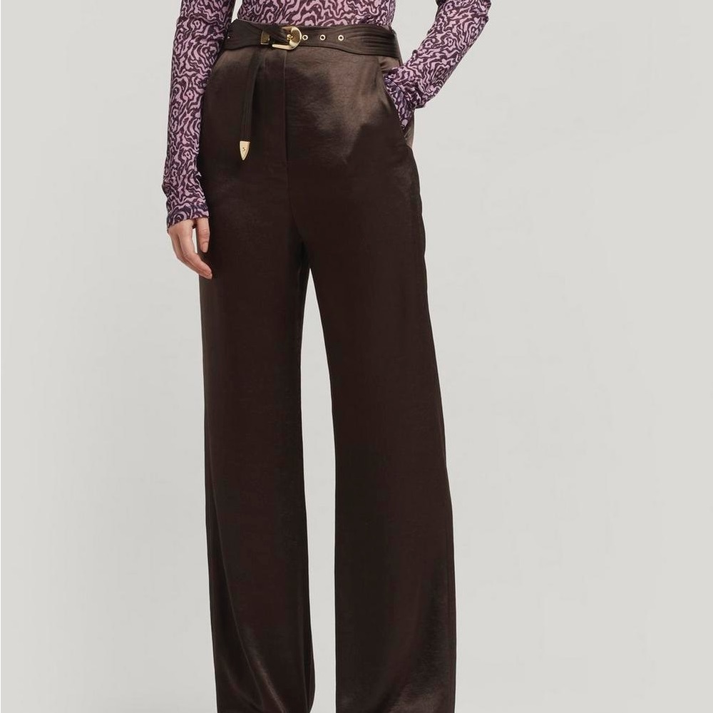 **SOLD** Nanushka Kisa Satin Maxi Pants | SZ S | Brown